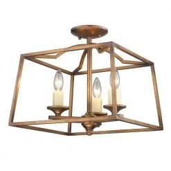 Athena 14.5 in. 3-Light Grecian Gold Semi-Flush Mount by Golden Lighting