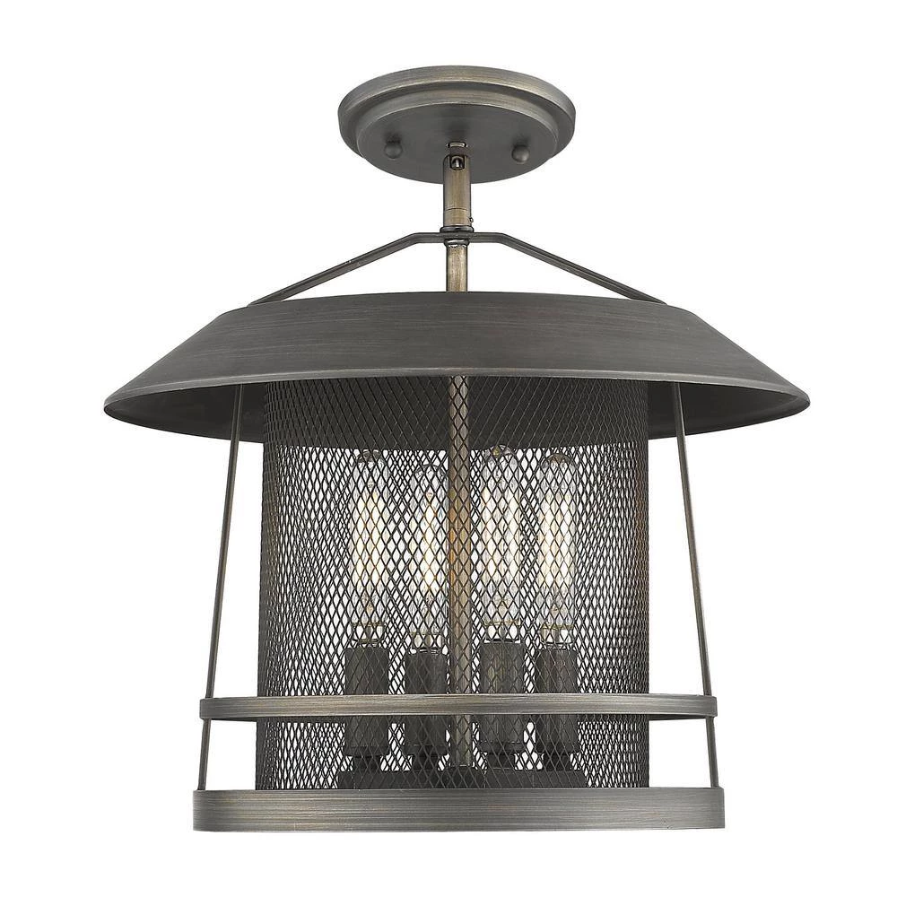 Parsons 4-Light Pendant in Gunmetal Bronze by Golden Lighting 7 Parsons 4-Light Pendant in Gunmetal Bronze by Golden Lighting - Image 5