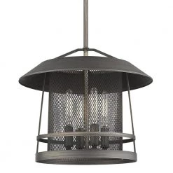 Parsons 4-Light Pendant in Gunmetal Bronze by Golden Lighting