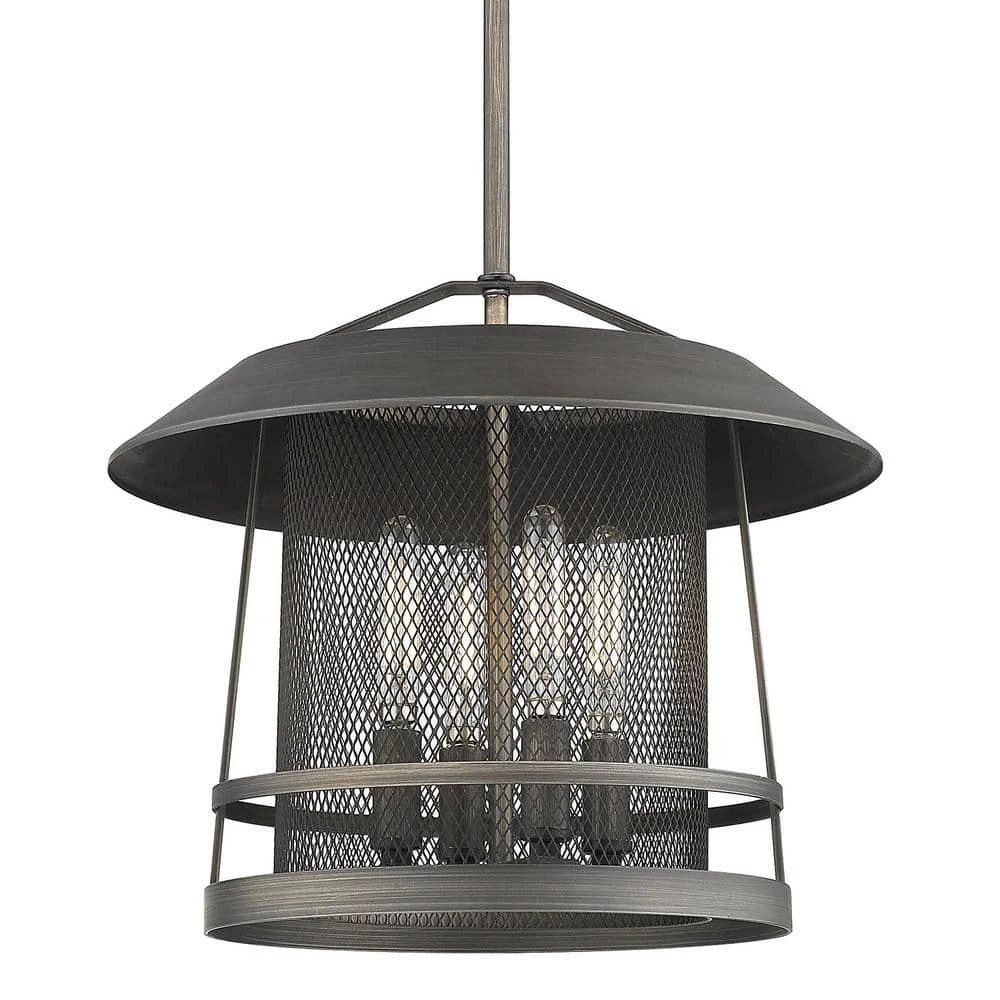 Parsons 4-Light Pendant in Gunmetal Bronze by Golden Lighting 3 Parsons 4-Light Pendant in Gunmetal Bronze by Golden Lighting
