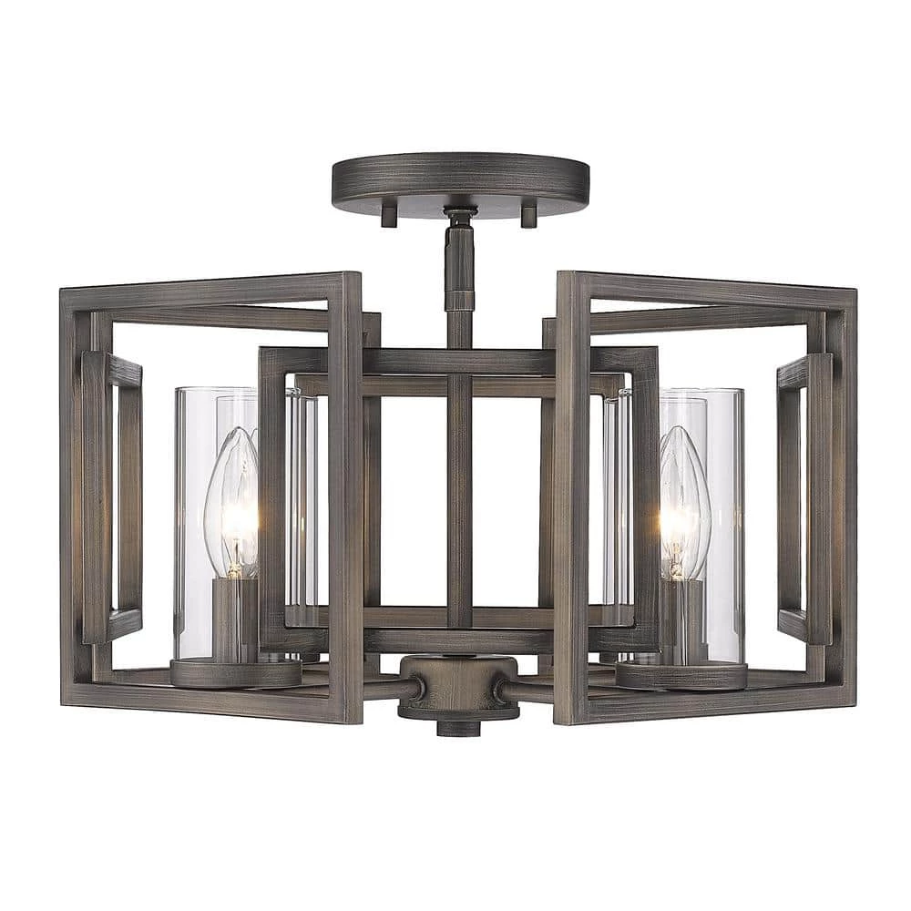 Marco 4-Light Gunmetal Bronze Flush Mount Light by Golden Lighting 5 Marco 4-Light Gunmetal Bronze Flush Mount Light by Golden Lighting - Image 3