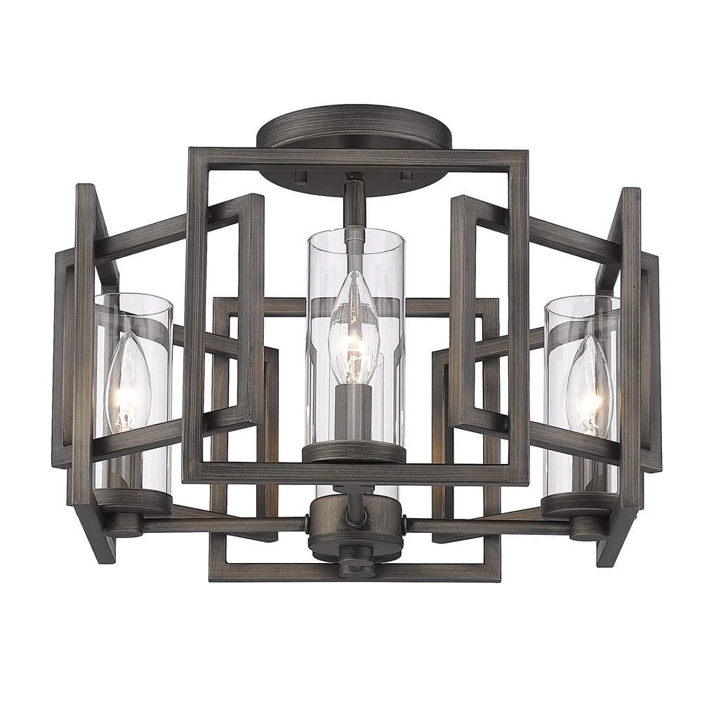 Marco 4-Light Gunmetal Bronze Flush Mount Light by Golden Lighting 3 Marco 4-Light Gunmetal Bronze Flush Mount Light by Golden Lighting