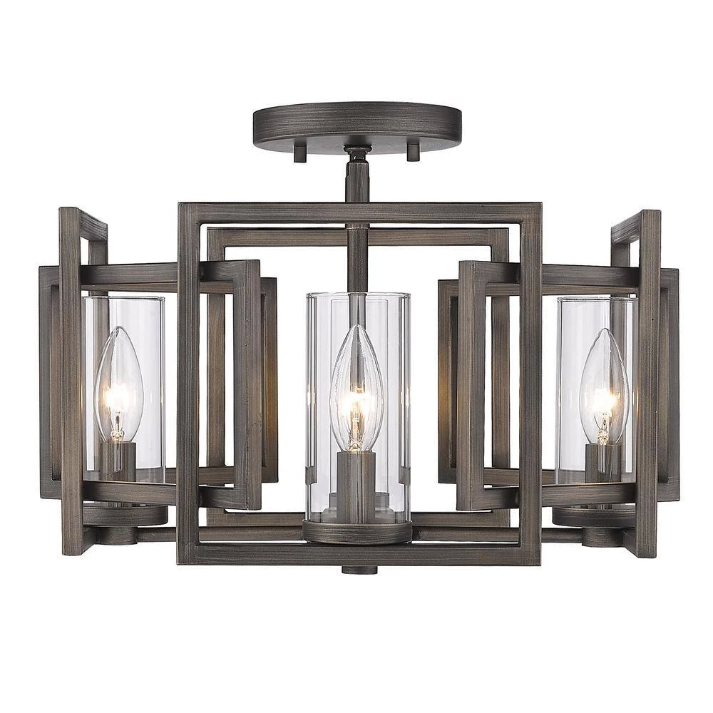 Marco 4-Light Gunmetal Bronze Flush Mount Light by Golden Lighting 4 Marco 4-Light Gunmetal Bronze Flush Mount Light by Golden Lighting - Image 2