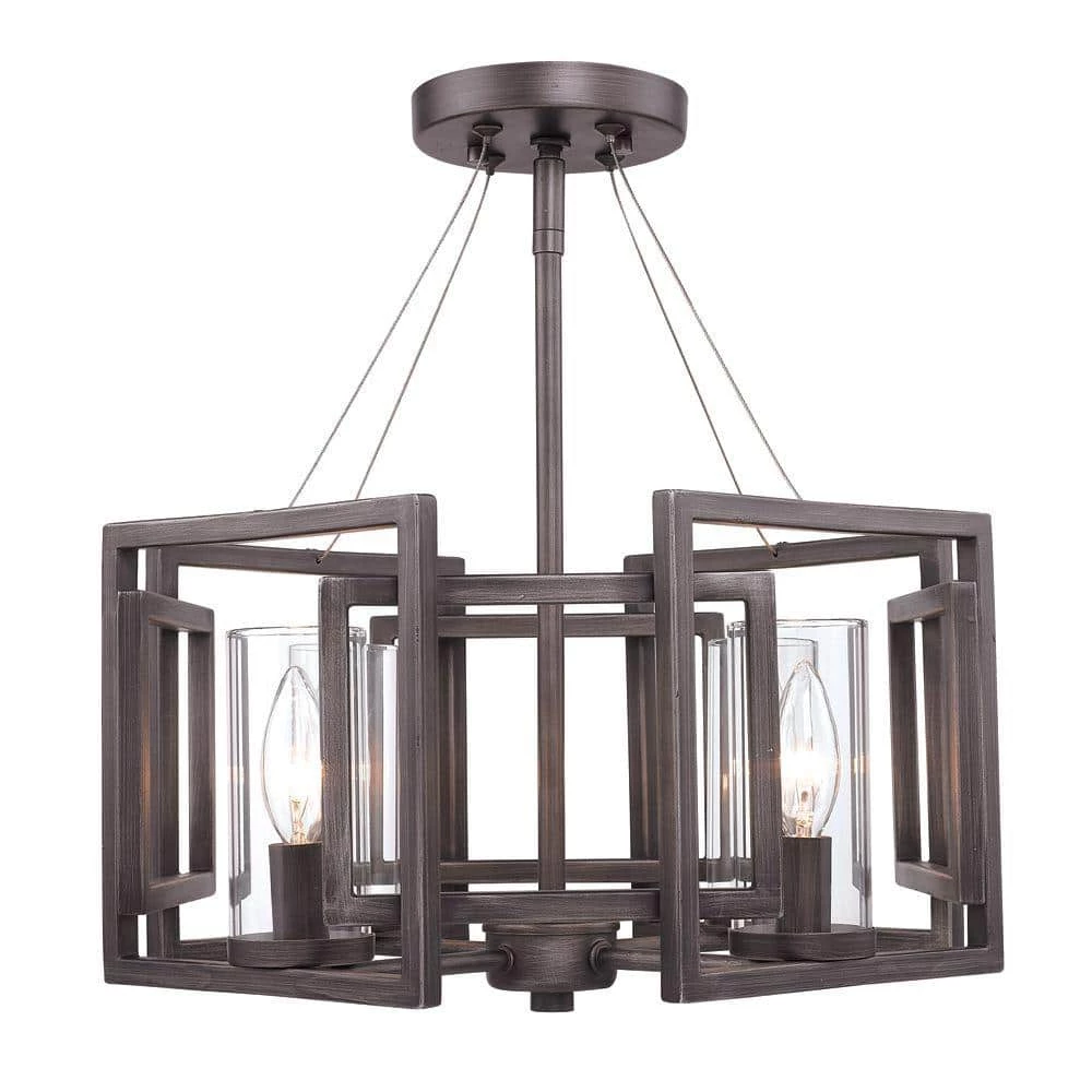 Marco Collection 4-Light Gunmetal Bronze Incandescent Semi-Flush Mount/Pendant Convertible by Golden Lighting 3 Marco Collection 4-Light Gunmetal Bronze Incandescent Semi-Flush Mount/Pendant Convertible by Golden Lighting