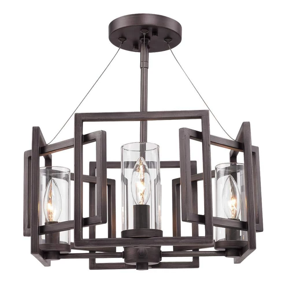 Marco Collection 4-Light Gunmetal Bronze Incandescent Semi-Flush Mount/Pendant Convertible by Golden Lighting 4 Marco Collection 4-Light Gunmetal Bronze Incandescent Semi-Flush Mount/Pendant Convertible by Golden Lighting - Image 2