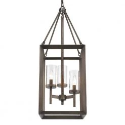 Smyth Collection 3-Light Gunmetal Bronze Pendant by Golden Lighting -Golden Lighting Shop gunmetal bronze with clear glass golden lighting chandeliers 0733pmpgmt 1f 1000
