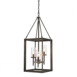 Smyth Collection 3-Light Gunmetal Bronze Pendant by Golden Lighting