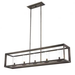 Smyth Collection 5-Light Gunmetal Bronze Island Pendant by Golden Lighting -Golden Lighting Shop gunmetal bronze with clear glass golden lighting chandeliers 073lpmpgmt 1f 1000