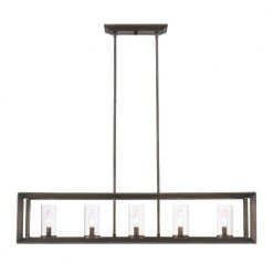 Smyth Collection 5-Light Gunmetal Bronze Island Pendant by Golden Lighting