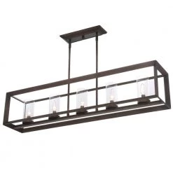 Smyth Collection 5-Light Gunmetal Bronze Island Pendant by Golden Lighting -Golden Lighting Shop gunmetal bronze with clear glass golden lighting chandeliers 073lpmpgmt a0 1000