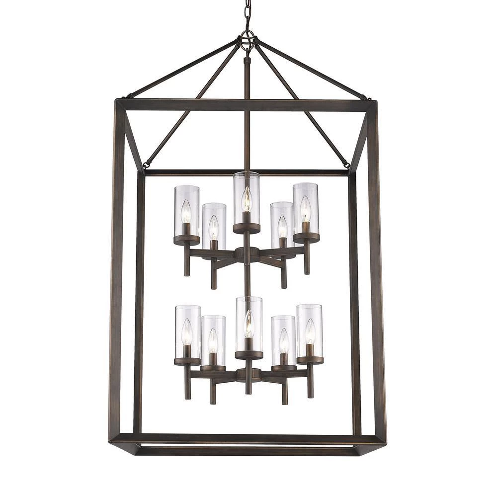 Smyth 10-Light Gunmetal Bronze Pendant with Clear Glass by Golden Lighting 12 Smyth 10-Light Gunmetal Bronze Pendant with Clear Glass by Golden Lighting - Image 10