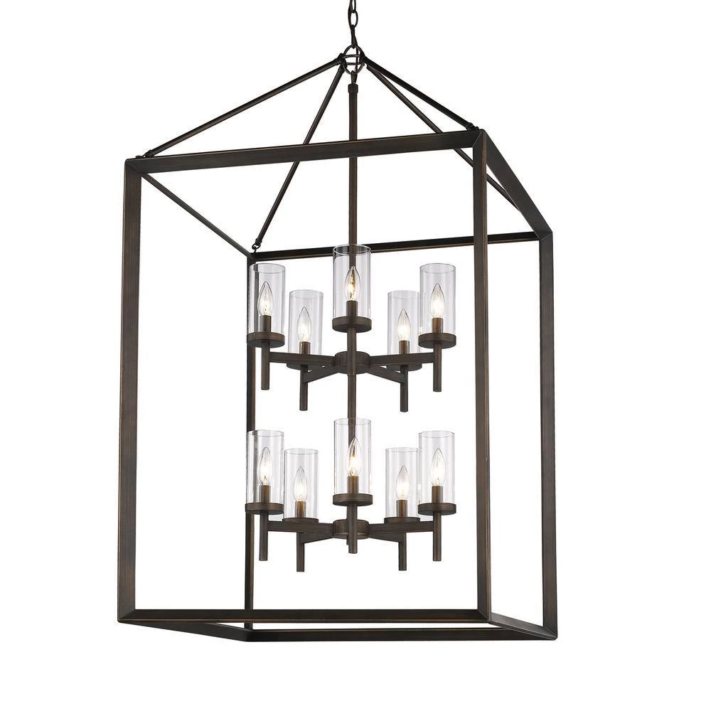 Smyth 10-Light Gunmetal Bronze Pendant with Clear Glass by Golden Lighting 11 Smyth 10-Light Gunmetal Bronze Pendant with Clear Glass by Golden Lighting - Image 9
