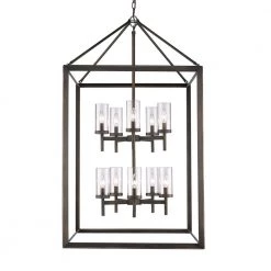 Smyth 10-Light Gunmetal Bronze Pendant with Clear Glass by Golden Lighting