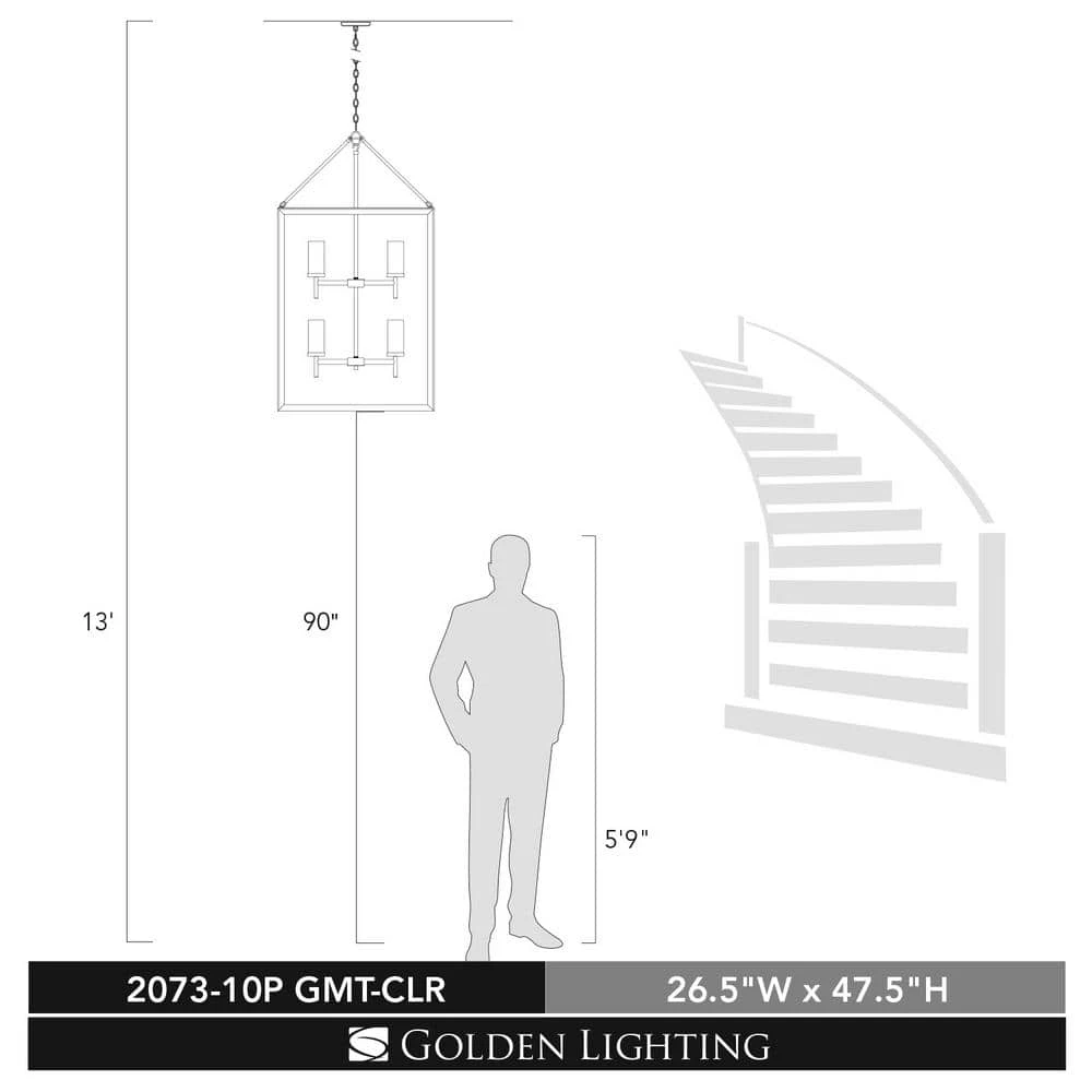 Smyth 10-Light Gunmetal Bronze Pendant with Clear Glass by Golden Lighting 13 Smyth 10-Light Gunmetal Bronze Pendant with Clear Glass by Golden Lighting - Image 11