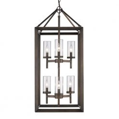 Smyth 6-Light Gunmetal Bronze Pendant with Clear Glass by Golden Lighting