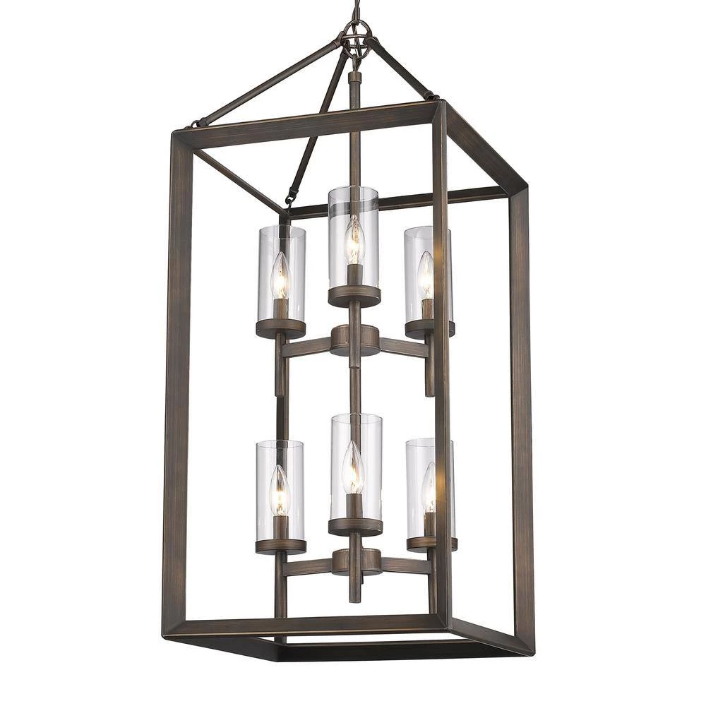 Smyth 6-Light Gunmetal Bronze Pendant with Clear Glass by Golden Lighting 4 Smyth 6-Light Gunmetal Bronze Pendant with Clear Glass by Golden Lighting - Image 2