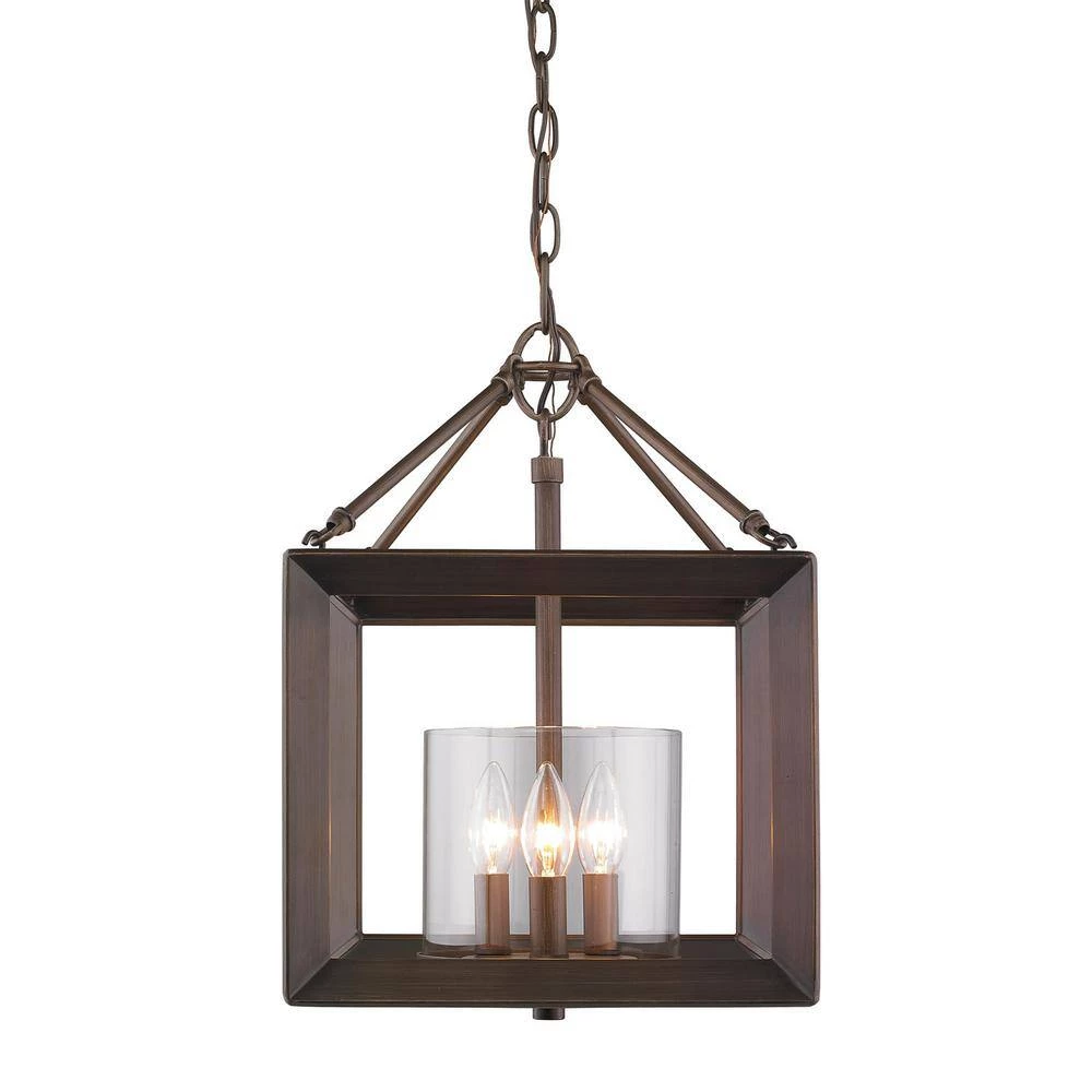 Smyth 3-Light Convertible Semi-Flush Mount in Gunmetal Bronze with Clear Glass by Golden Lighting 7 Smyth 3-Light Convertible Semi-Flush Mount in Gunmetal Bronze with Clear Glass by Golden Lighting - Image 5
