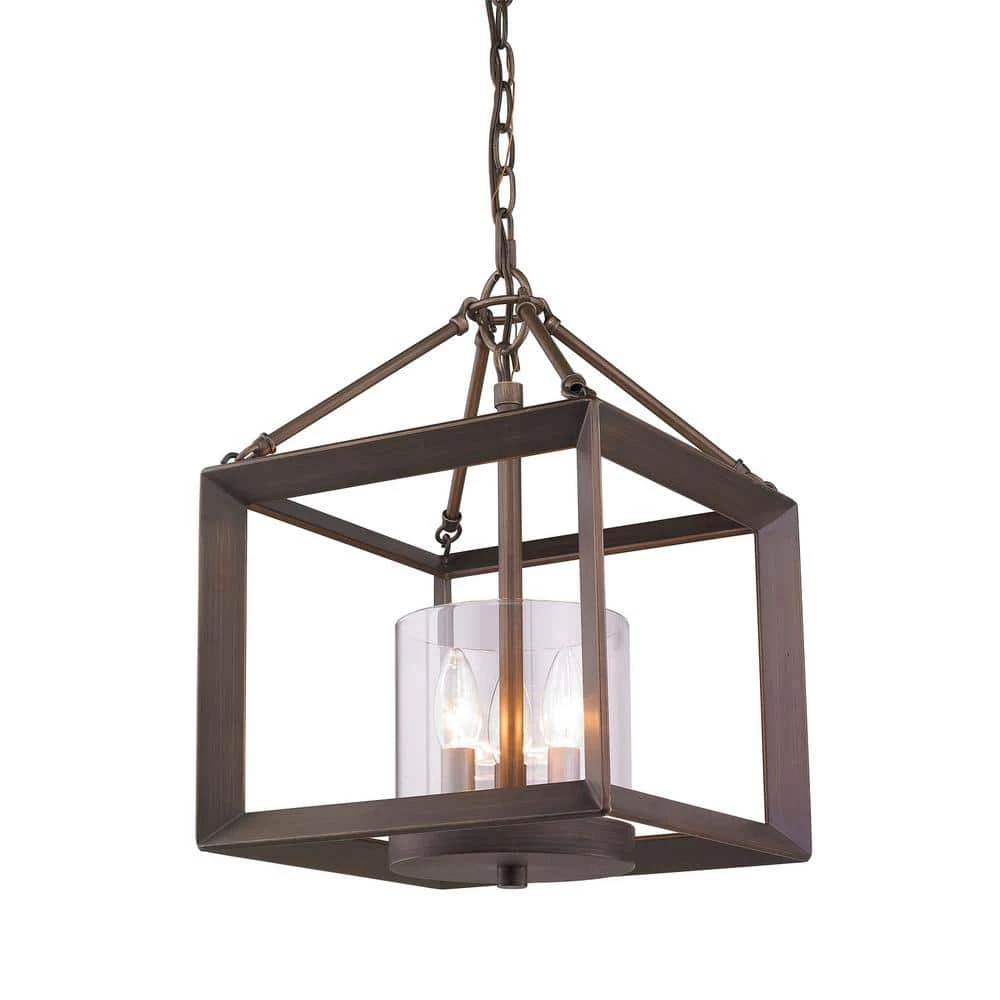 Smyth 3-Light Convertible Semi-Flush Mount in Gunmetal Bronze with Clear Glass by Golden Lighting 6 Smyth 3-Light Convertible Semi-Flush Mount in Gunmetal Bronze with Clear Glass by Golden Lighting - Image 4