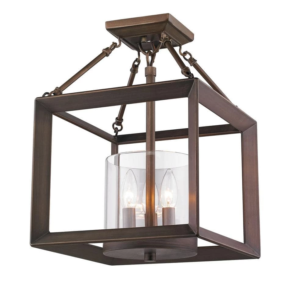 Smyth 3-Light Convertible Semi-Flush Mount in Gunmetal Bronze with Clear Glass by Golden Lighting 5 Smyth 3-Light Convertible Semi-Flush Mount in Gunmetal Bronze with Clear Glass by Golden Lighting - Image 3