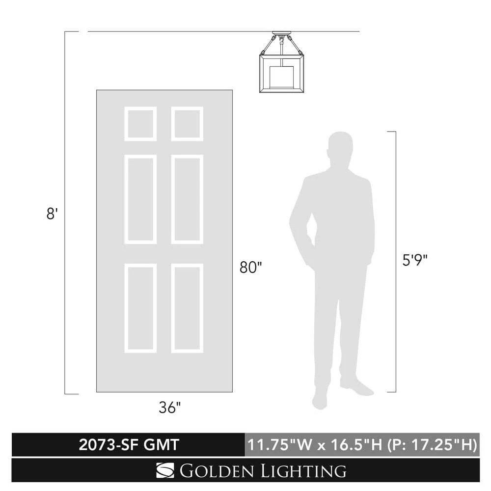 Smyth 3-Light Convertible Semi-Flush Mount in Gunmetal Bronze with Clear Glass by Golden Lighting 8 Smyth 3-Light Convertible Semi-Flush Mount in Gunmetal Bronze with Clear Glass by Golden Lighting - Image 6