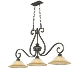 Ocatavia Collection 3-Light Leather Crackle Island Pendant by Golden Lighting -Golden Lighting Shop leather crackle golden lighting chandeliers 11610mplc 1f 1000