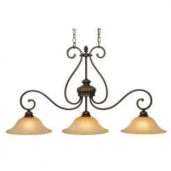Ocatavia Collection 3-Light Leather Crackle Island Pendant by Golden Lighting