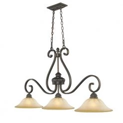 Ocatavia Collection 3-Light Leather Crackle Island Pendant by Golden Lighting -Golden Lighting Shop leather crackle golden lighting chandeliers 11610mplc c3 1000