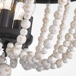 Tabitha Flush Mount by Golden Lighting -Golden Lighting Shop matte black chippy wood beads golden lighting flush mount lights 6890 fm blk cwb 1f 1000