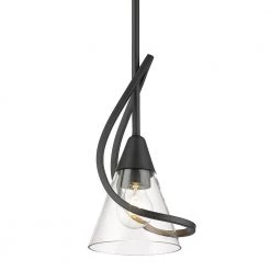 Olympia 1-Light Matte Black Clear Glass Crystal Mini Pendant Light by Golden Lighting