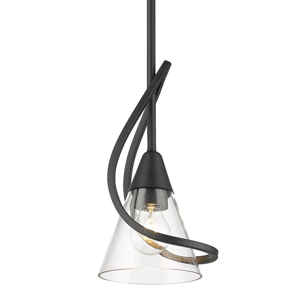 Olympia 1-Light Matte Black Clear Glass Crystal Mini Pendant Light by Golden Lighting 3 Olympia 1-Light Matte Black Clear Glass Crystal Mini Pendant Light by Golden Lighting