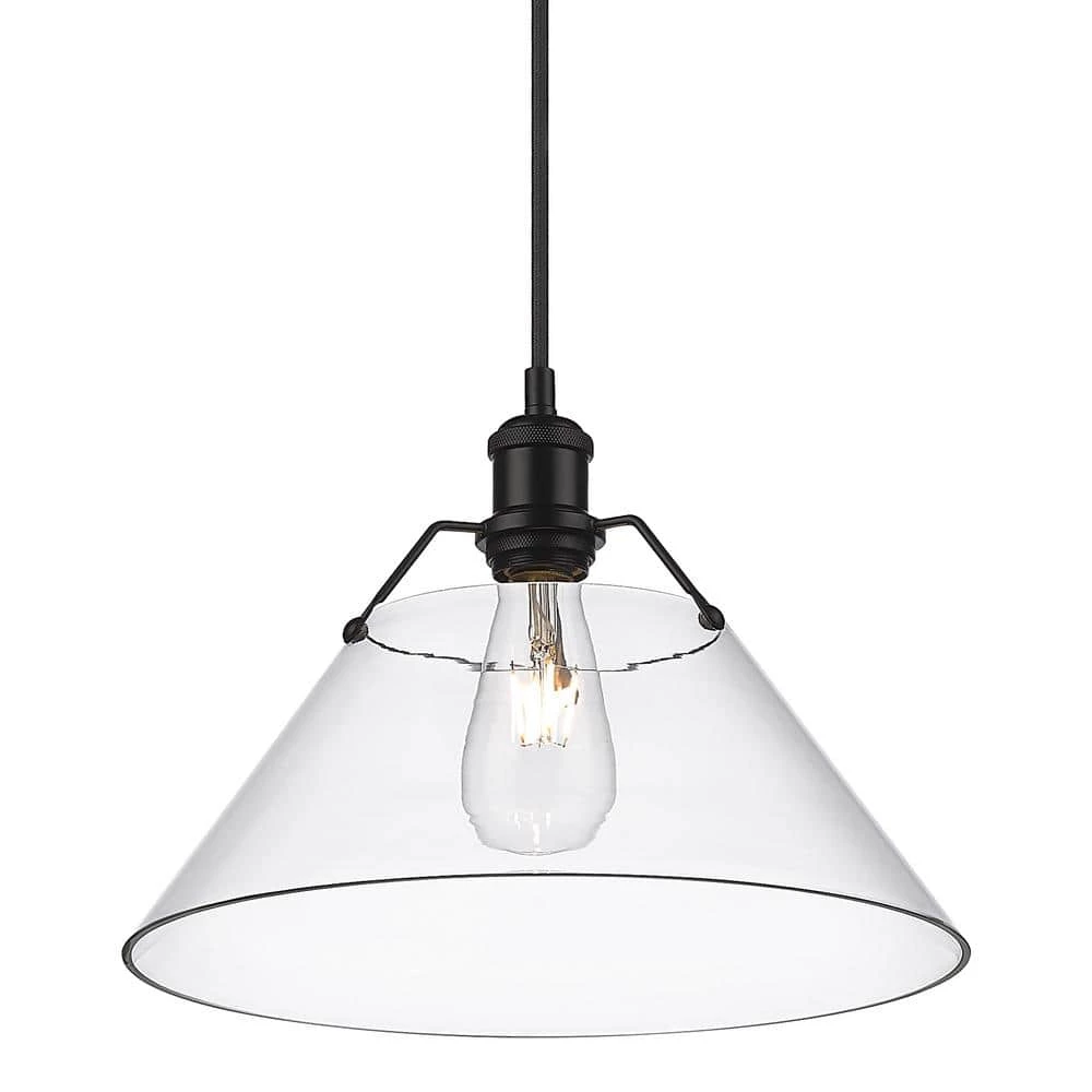 Orwell 1- Light Matte Black Clear Glass Crystal Large Pendant Light by Golden Lighting 5 Orwell 1- Light Matte Black Clear Glass Crystal Large Pendant Light by Golden Lighting - Image 3