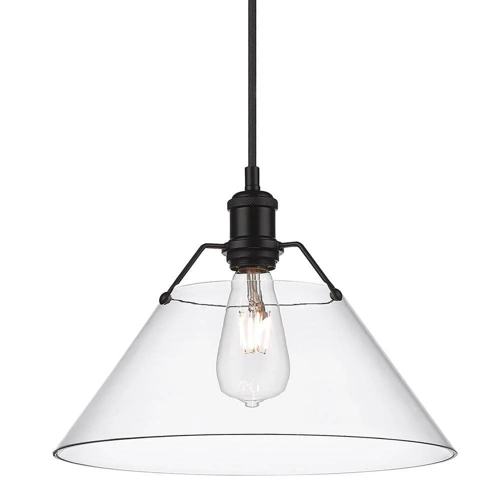 Orwell 1- Light Matte Black Clear Glass Crystal Large Pendant Light by Golden Lighting 3 Orwell 1- Light Matte Black Clear Glass Crystal Large Pendant Light by Golden Lighting