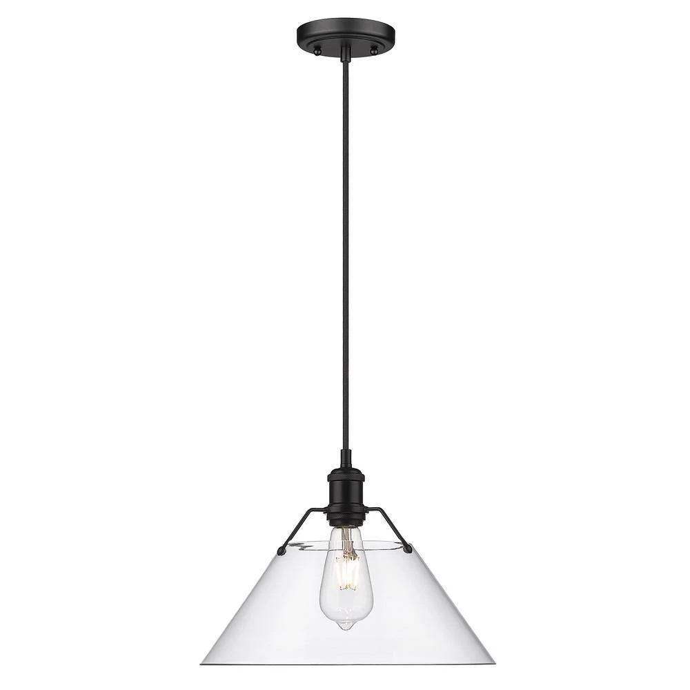Orwell 1- Light Matte Black Clear Glass Crystal Large Pendant Light by Golden Lighting 4 Orwell 1- Light Matte Black Clear Glass Crystal Large Pendant Light by Golden Lighting - Image 2
