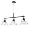 Orwell 3-Light Matte Black Clear Glass Crystal Linear Pendant Light by Golden Lighting -Golden Lighting Shop matte black clear glass golden lighting chandeliers 3306 lp blk clr 64 1000