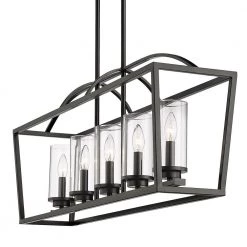 Mercer 5-Light Matte Black Clear Glass Cage Pendant Light by Golden Lighting 13 Mercer 5-Light Matte Black Clear Glass Cage Pendant Light by Golden Lighting -Golden Lighting Shop matte black clear glass golden lighting chandeliers 4309 lp blk blk clr 44 1000