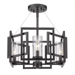 Marco 4 Light Matte Black Clear Glass Cage Pendant Light by Golden Lighting 13 Marco 4 Light Matte Black Clear Glass Cage Pendant Light by Golden Lighting -Golden Lighting Shop matte black clear glass golden lighting chandeliers 6068 4p blk 44 1000
