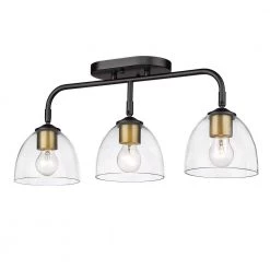 Roxie 3-Light Matte Black Clear Glass Semi-Flush Mount by Golden Lighting