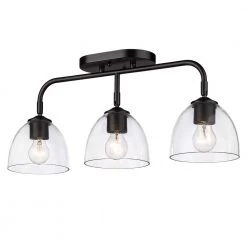 Roxie 3-Light Matte Black Clear Glass Semi-Flush Mount by Golden Lighting
