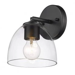 Roxie 1-Light Matte Black Clear Glass Semi-Flush Mount by Golden Lighting -Golden Lighting Shop matte black clear glass golden lighting flush mount lights 6958 sf blk blk clr 4f 1000