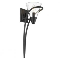 Olympia 1-Light Matte Black Clear Glass Wall Sconce by Golden Lighting 11 Olympia 1-Light Matte Black Clear Glass Wall Sconce by Golden Lighting -Golden Lighting Shop matte black clear glass golden lighting vanity lighting 1648 1w blk clr 1f 1000