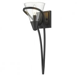 Olympia 1-Light Matte Black Clear Glass Wall Sconce by Golden Lighting 10 Olympia 1-Light Matte Black Clear Glass Wall Sconce by Golden Lighting -Golden Lighting Shop matte black clear glass golden lighting vanity lighting 1648 1w blk clr 4f 1000