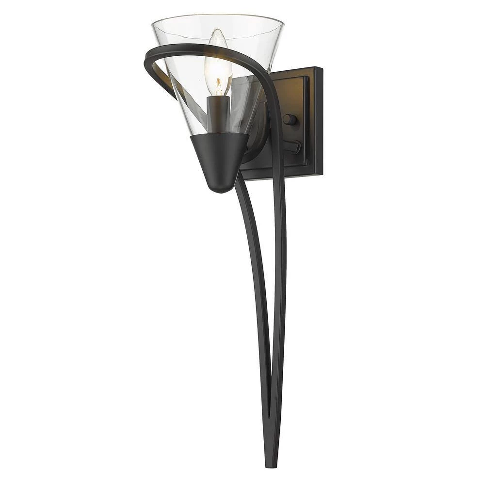 Olympia 1-Light Matte Black Clear Glass Wall Sconce by Golden Lighting 5 Olympia 1-Light Matte Black Clear Glass Wall Sconce by Golden Lighting - Image 3