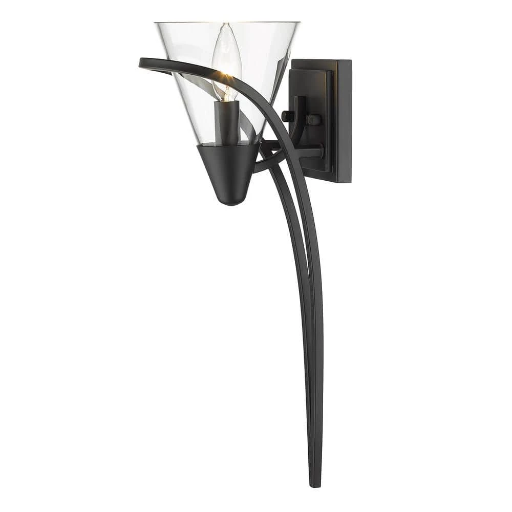 Olympia 1-Light Matte Black Clear Glass Wall Sconce by Golden Lighting 3 Olympia 1-Light Matte Black Clear Glass Wall Sconce by Golden Lighting