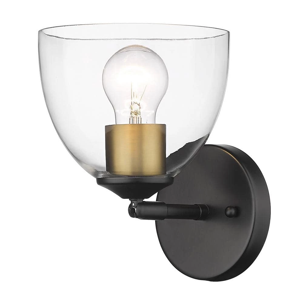 Roxie 1-Light Matte Black Clear Glass Wall Sconce by Golden Lighting 5 Roxie 1-Light Matte Black Clear Glass Wall Sconce by Golden Lighting - Image 3