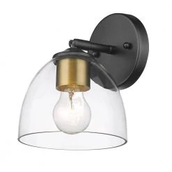 Roxie 1-Light Matte Black Clear Glass Wall Sconce by Golden Lighting