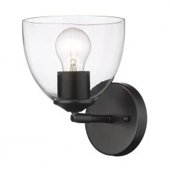 Roxie 1-Light Matte Black Clear Glass Wall Sconce by Golden Lighting -Golden Lighting Shop matte black clear glass golden lighting vanity lighting 6958 1w blk blk clr 4f 1000