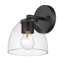 Roxie 1-Light Matte Black Clear Glass Wall Sconce by Golden Lighting