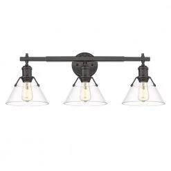 Orwell 4.88 in. 3-Light Matte Black Vanity Light by Golden Lighting