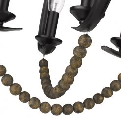 Flori 4 Light Matte Black Espresso Wood Beads Lantern Pendant Light by Golden Lighting -Golden Lighting Shop matte black espresso wood beads golden lighting chandeliers 8320 4p blk ewb 1f 1000