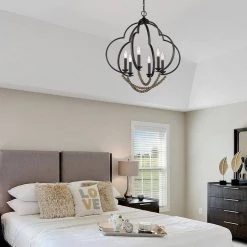 Flori 6 Light Matte Black Espresso Wood Beads Lantern Pendant Light by Golden Lighting -Golden Lighting Shop matte black espresso wood beads golden lighting chandeliers 8320 6p blk ewb fa 1000